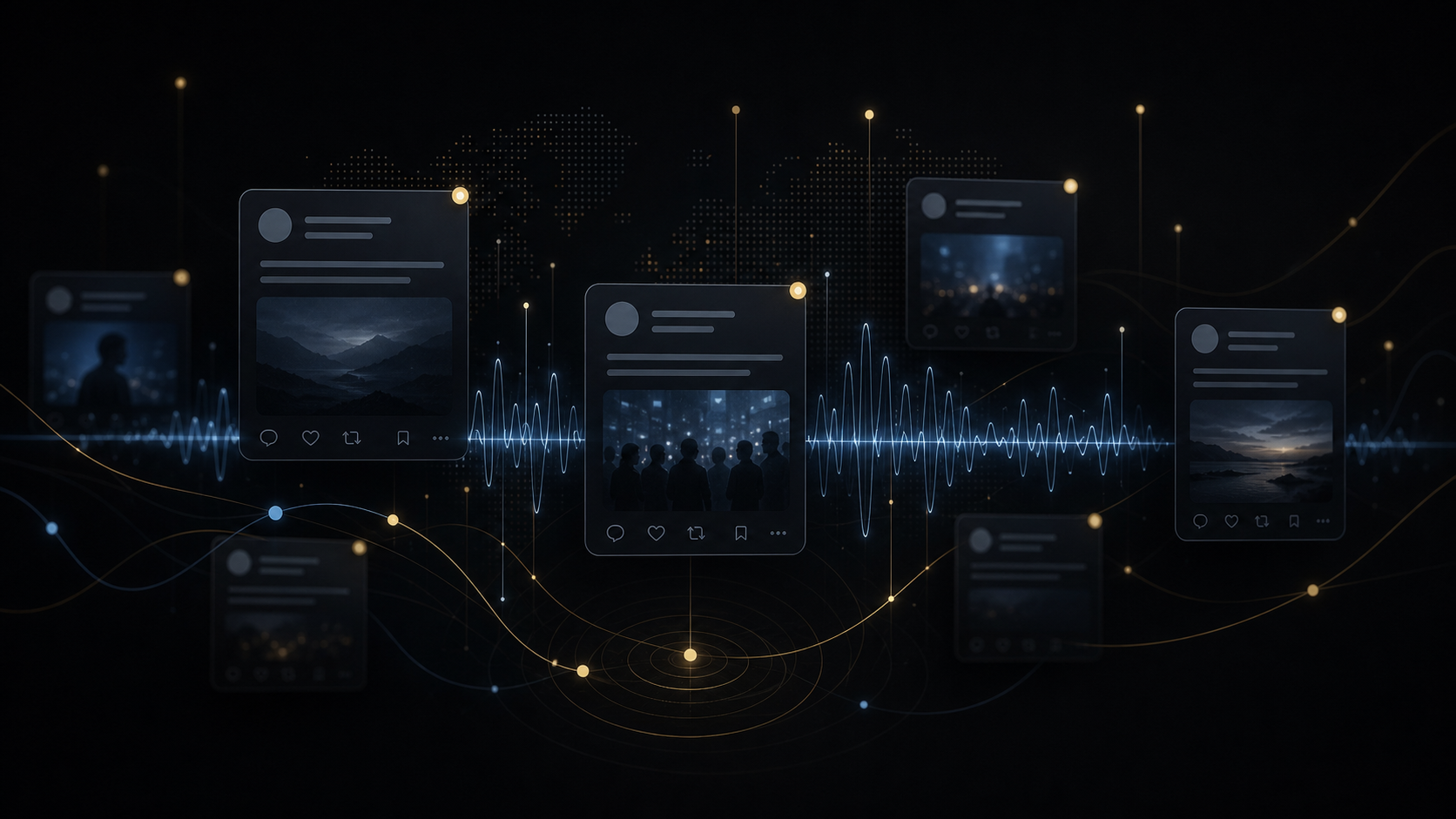 Visualização abstrata de monitoramento de conversas públicas